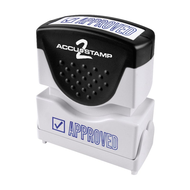 AccuStamp Accu-Stamp2Â® Pre-Inked Message Stamp, Approved, 1/2" x 1 5/8", Blue - Image 1